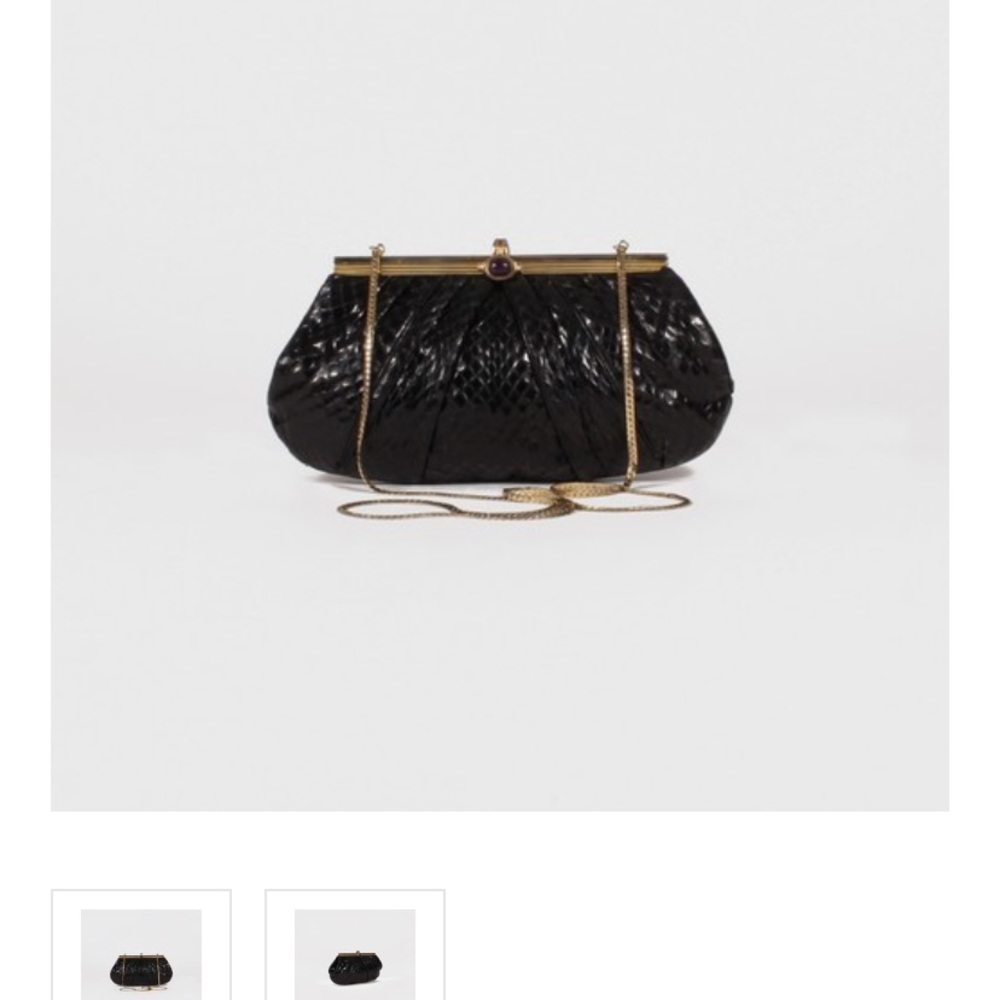 JUDITH LEIBER vintage Black snakeskin/reptile Evening Bag